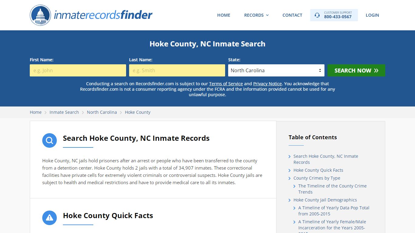 Hoke County, NC Inmate Lookup & Jail Records Online - RecordsFinder