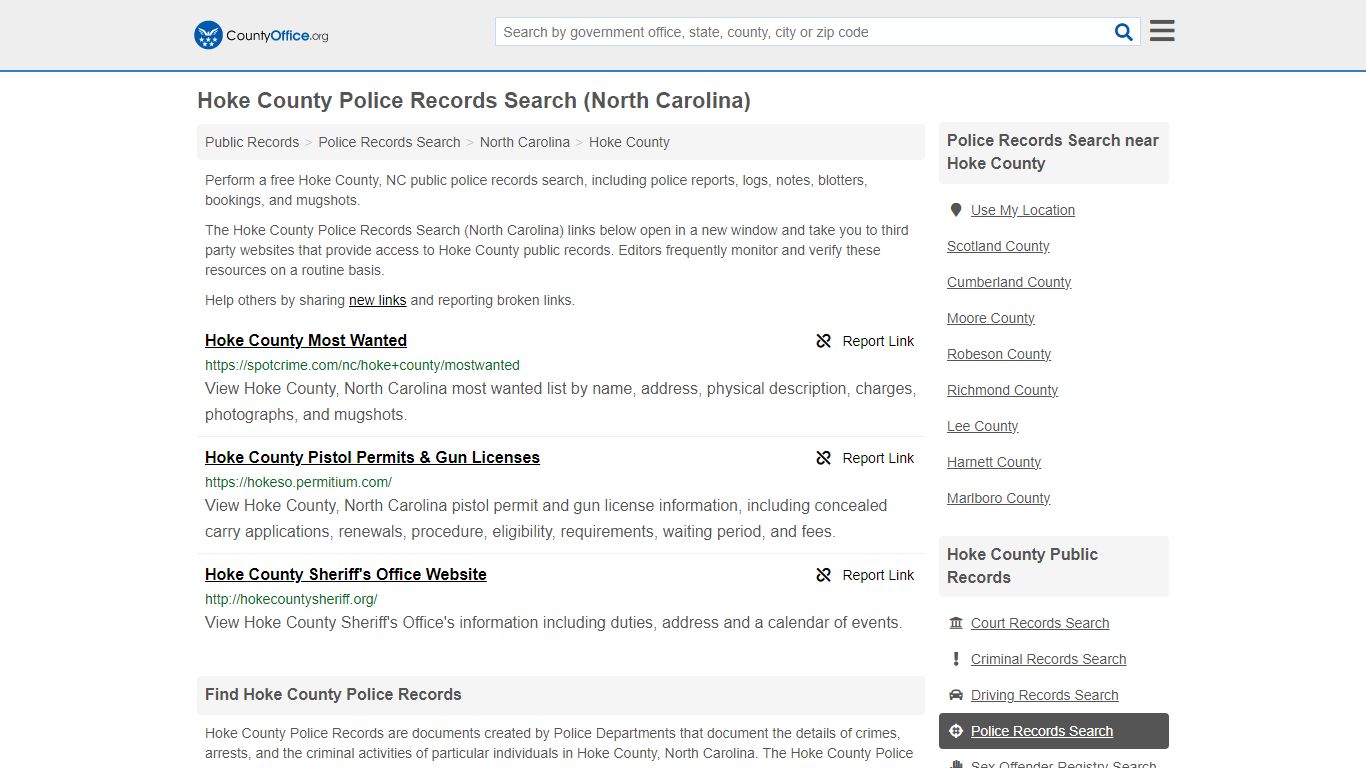 Police Records Search - Hoke County, NC (Accidents & Arrest Records)